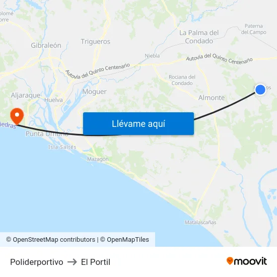 Poliderportivo to El Portil map