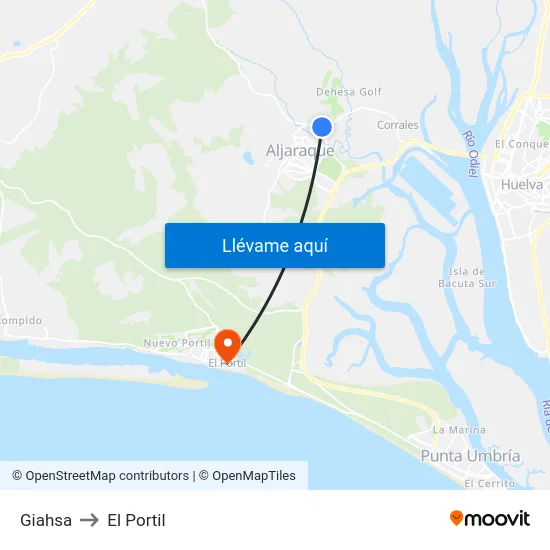 Giahsa to El Portil map