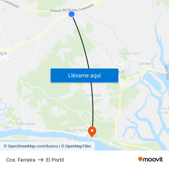 Cce. Ferreira to El Portil map