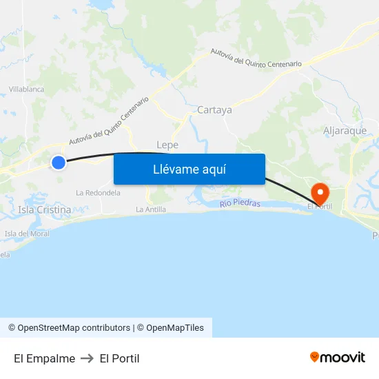 El Empalme to El Portil map