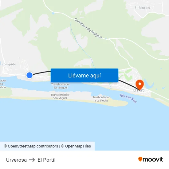 Urverosa to El Portil map