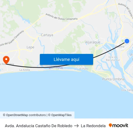 Avda. Andalucía Castaño De Robledo to La Redondela map