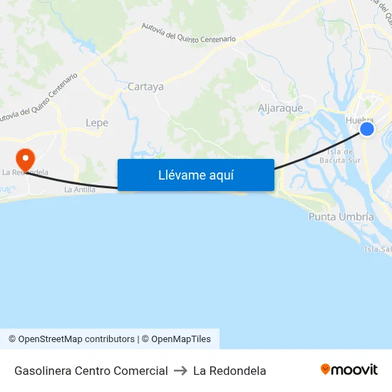Gasolinera Centro Comercial to La Redondela map