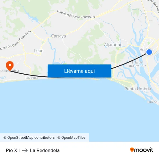 Pío XII to La Redondela map