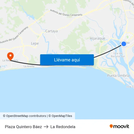 Plaza Quintero Báez to La Redondela map