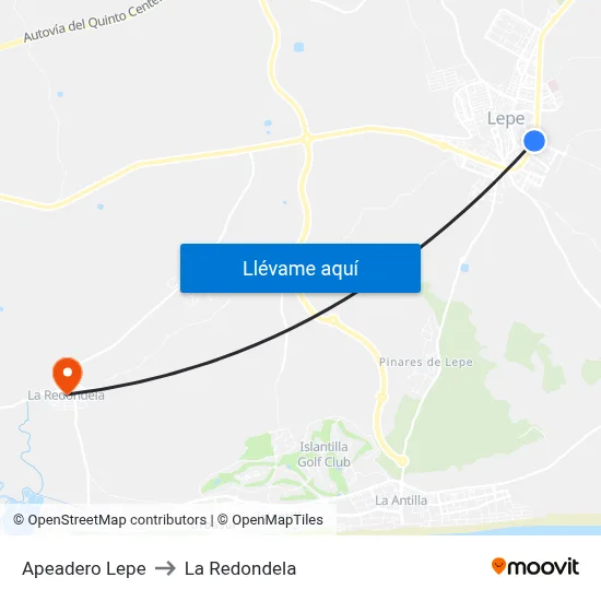 Apeadero Lepe to La Redondela map