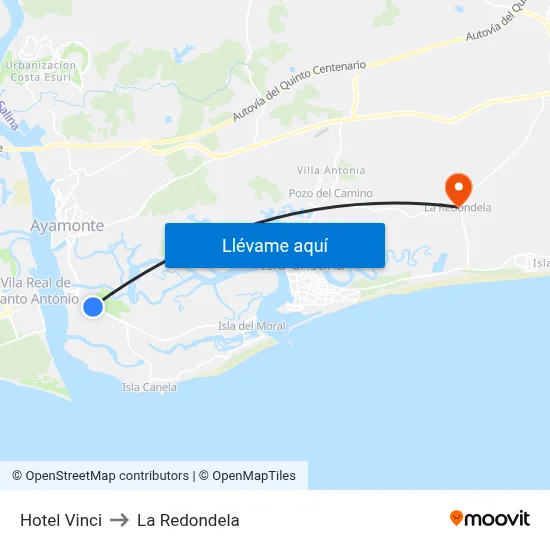 Hotel Vinci to La Redondela map
