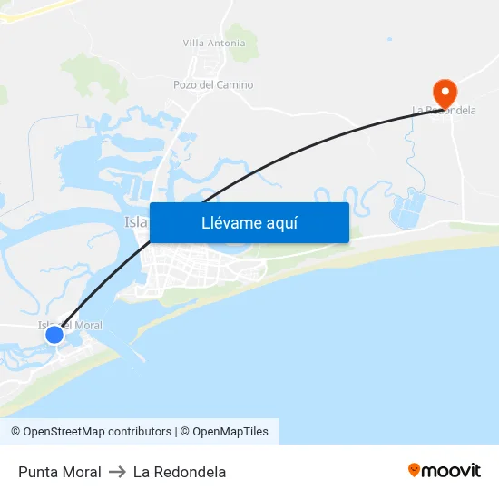 Punta Moral to La Redondela map