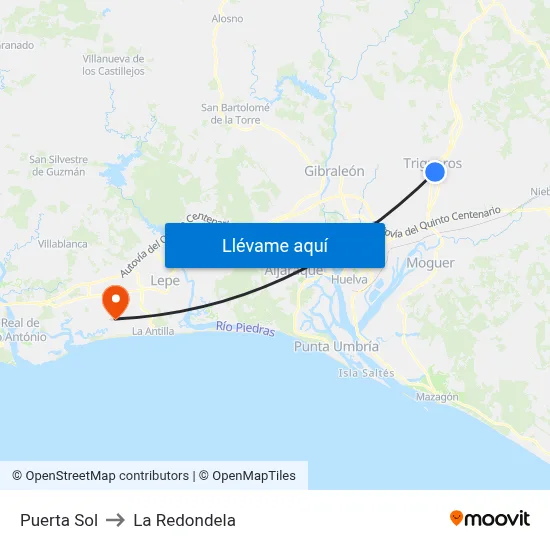 Puerta Sol to La Redondela map