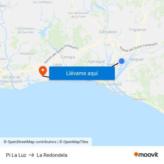 Pi La Luz to La Redondela map