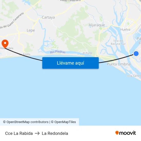 Cce La Rabida to La Redondela map