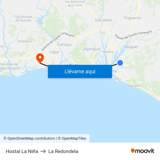 Hostal La Niña to La Redondela map