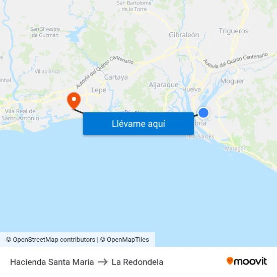 Hacienda Santa Maria to La Redondela map