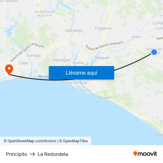 Principito to La Redondela map