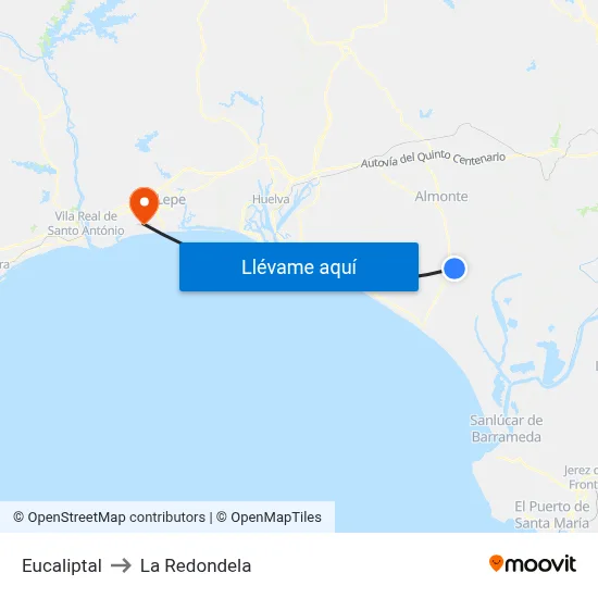 Eucaliptal to La Redondela map
