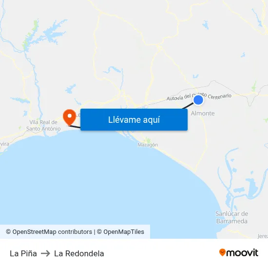 La Piña to La Redondela map