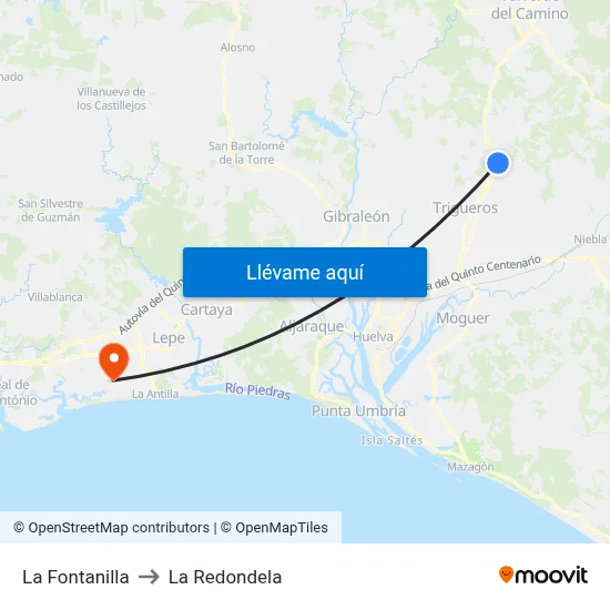 La Fontanilla to La Redondela map