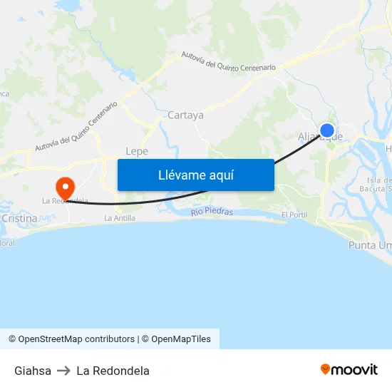 Giahsa to La Redondela map