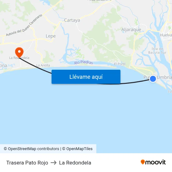 Trasera Pato Rojo to La Redondela map