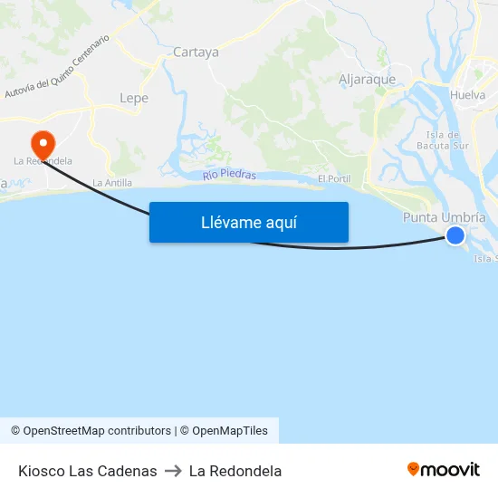 Kiosco Las Cadenas to La Redondela map