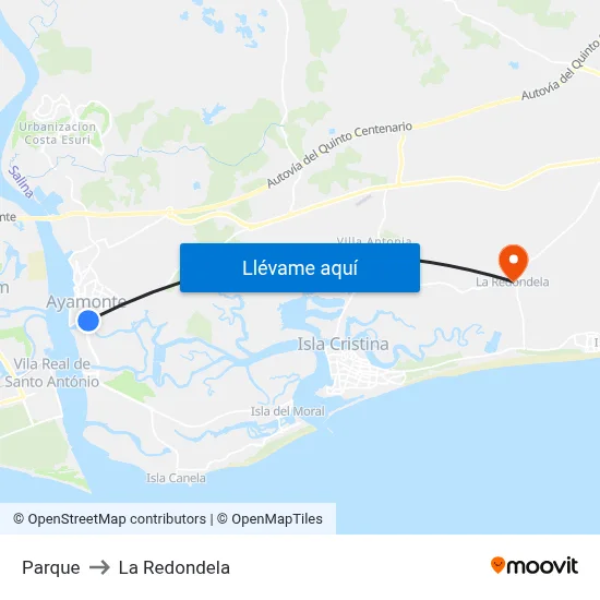 Parque to La Redondela map