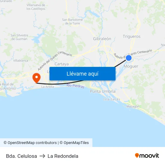 Bda. Celulosa to La Redondela map