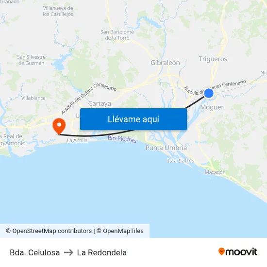 Bda. Celulosa to La Redondela map