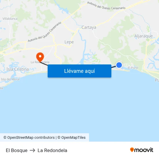 El Bosque to La Redondela map