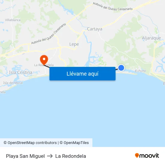 Playa San Miguel to La Redondela map