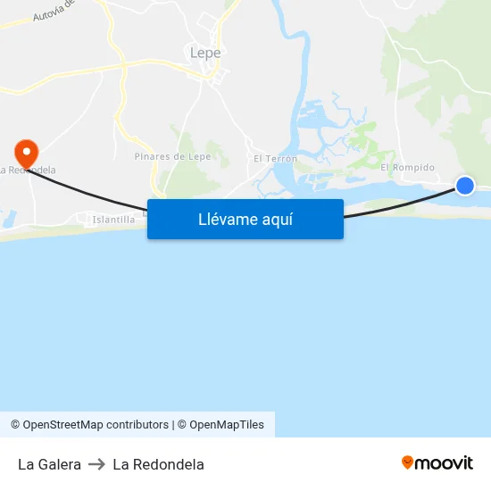 La Galera to La Redondela map