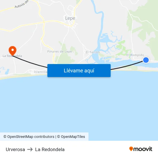 Urverosa to La Redondela map