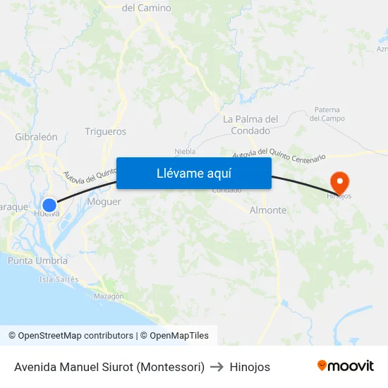 Avenida Manuel Siurot (Montessori) to Hinojos map