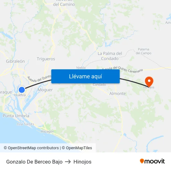 Gonzalo De Berceo Bajo to Hinojos map