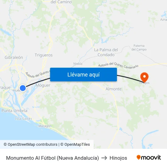 Monumento Al Fútbol (Nueva Andalucía) to Hinojos map