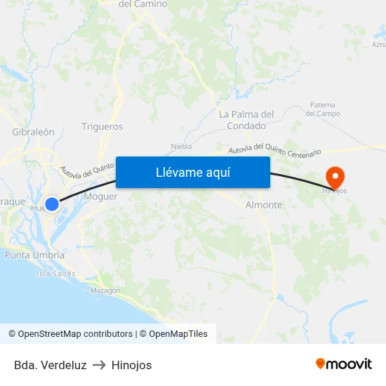 Bda. Verdeluz to Hinojos map