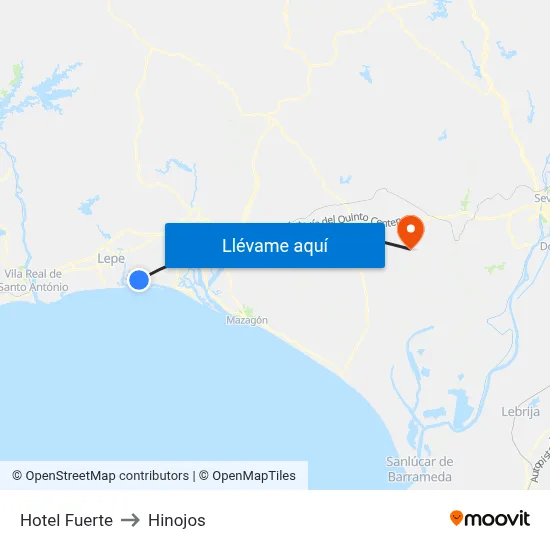 Hotel Fuerte to Hinojos map
