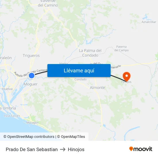Prado De San Sebastian to Hinojos map