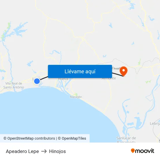 Apeadero Lepe to Hinojos map