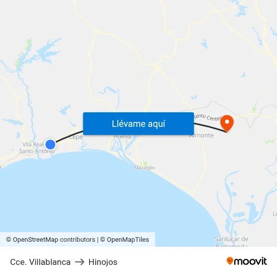 Cce. Villablanca to Hinojos map