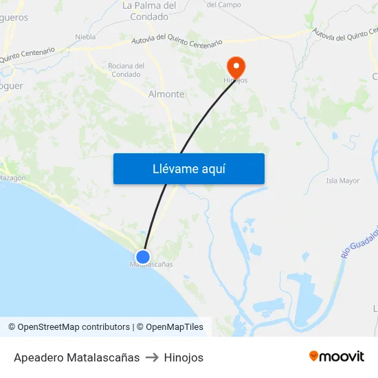 Apeadero Matalascañas to Hinojos map
