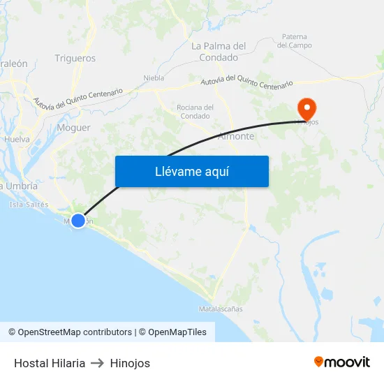 Hostal Hilaria to Hinojos map