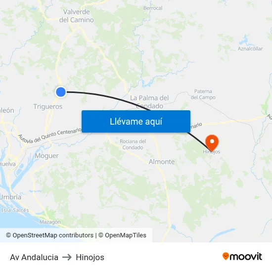 Av Andalucia to Hinojos map