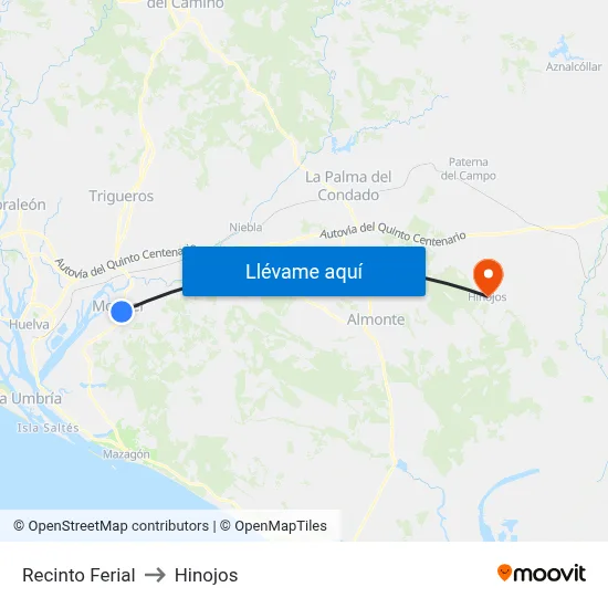 Recinto Ferial to Hinojos map