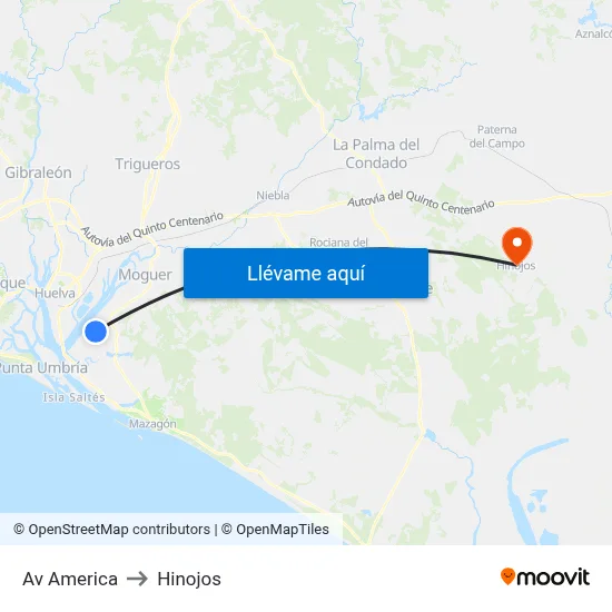 Av America to Hinojos map
