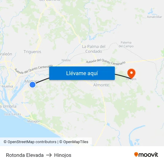Rotonda Elevada to Hinojos map