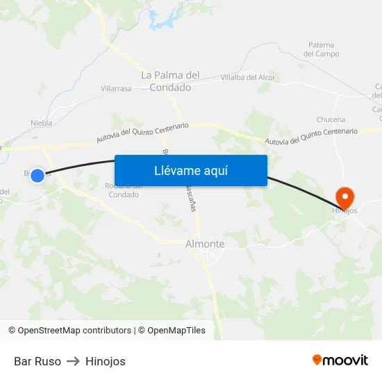 Bar Ruso to Hinojos map