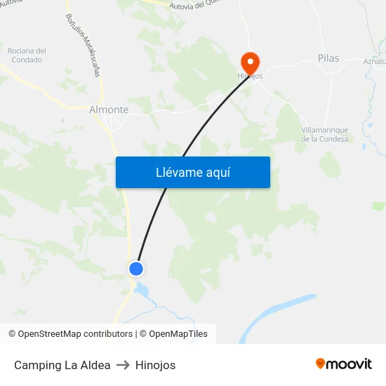 Camping La Aldea to Hinojos map
