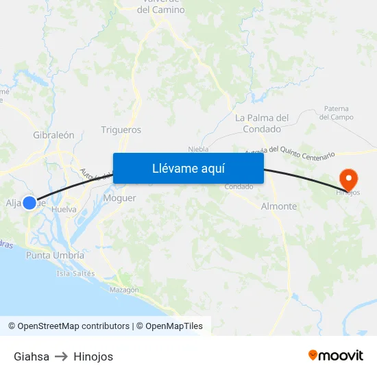 Giahsa to Hinojos map