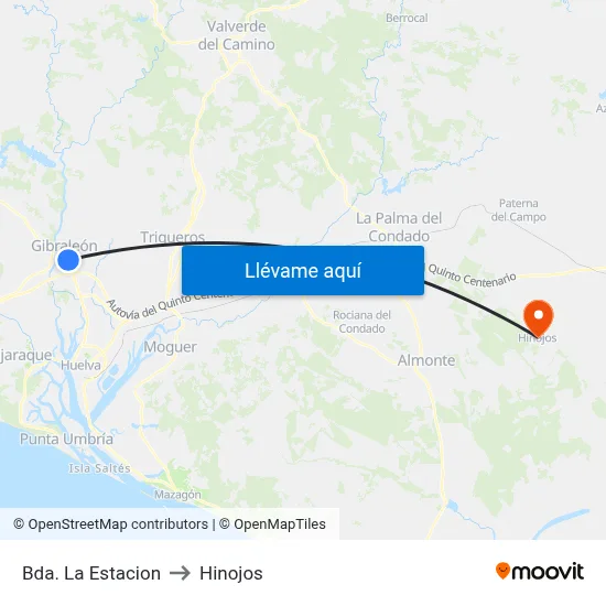Bda. La Estacion to Hinojos map
