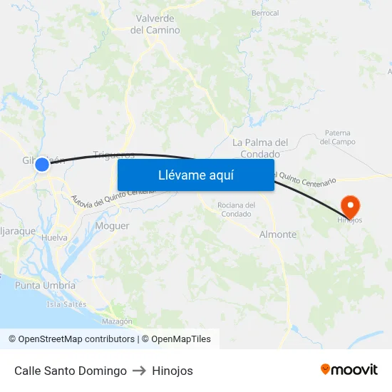Calle Santo Domingo to Hinojos map